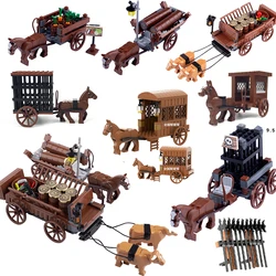 MOC Knight Chariot Carriage Wagon Building blocks Medieval Military Soldier Weapons Figures Accessories Bricks DIY Kids  Toys