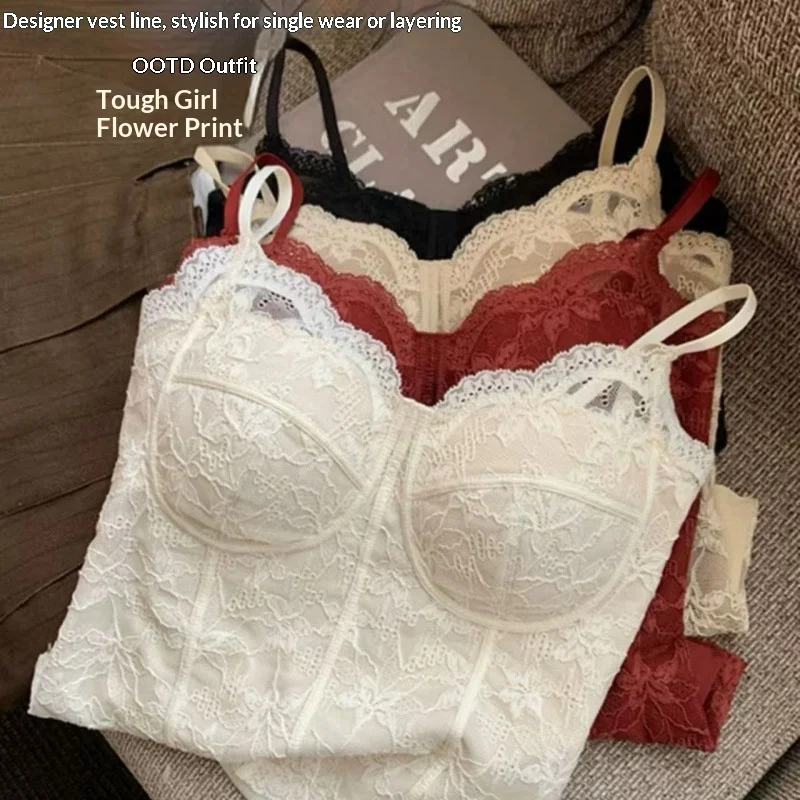 French-Style Mesh Tank Top with Built-In Bra and Padding, Backless Spaghetti-Strap Top, Figure-Hugging Spaghetti-Strap Tank Top