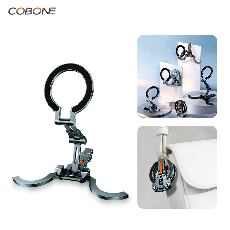 

Двусторонняя подставка-штатив для телефона COBONE Magsafe 360 ° Регулируемый портативный складной держатель 1/4 дюйма для iPhone 17-13 для стола, спортзала, видеоблогов и прямых трансляций