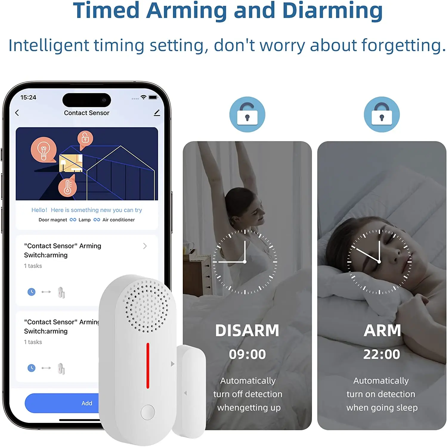 Tuya WiFi Door Window Sensor Door Opening Detector Sound Alarm Timed Arm And Disarm Home Security Protection Smart Life APP