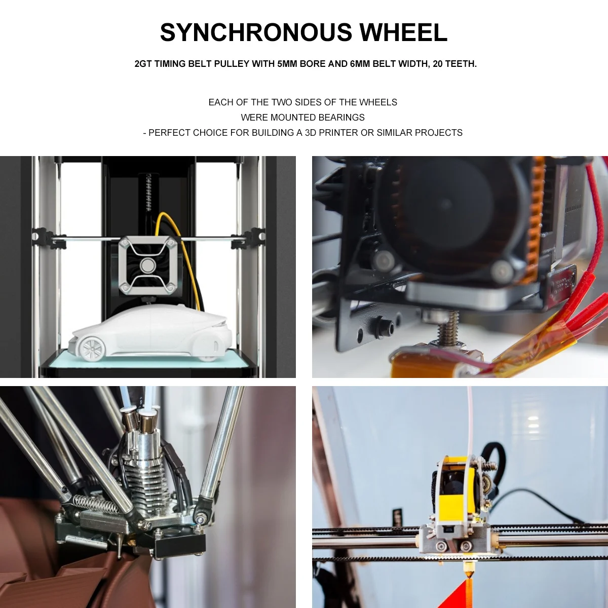 

5pcs 3D Printer Timing Pulley 20 Teeth 5Mm Bore 6Mm Belt Width Aluminum Alloy Synchronous Wheel For Linear Movement