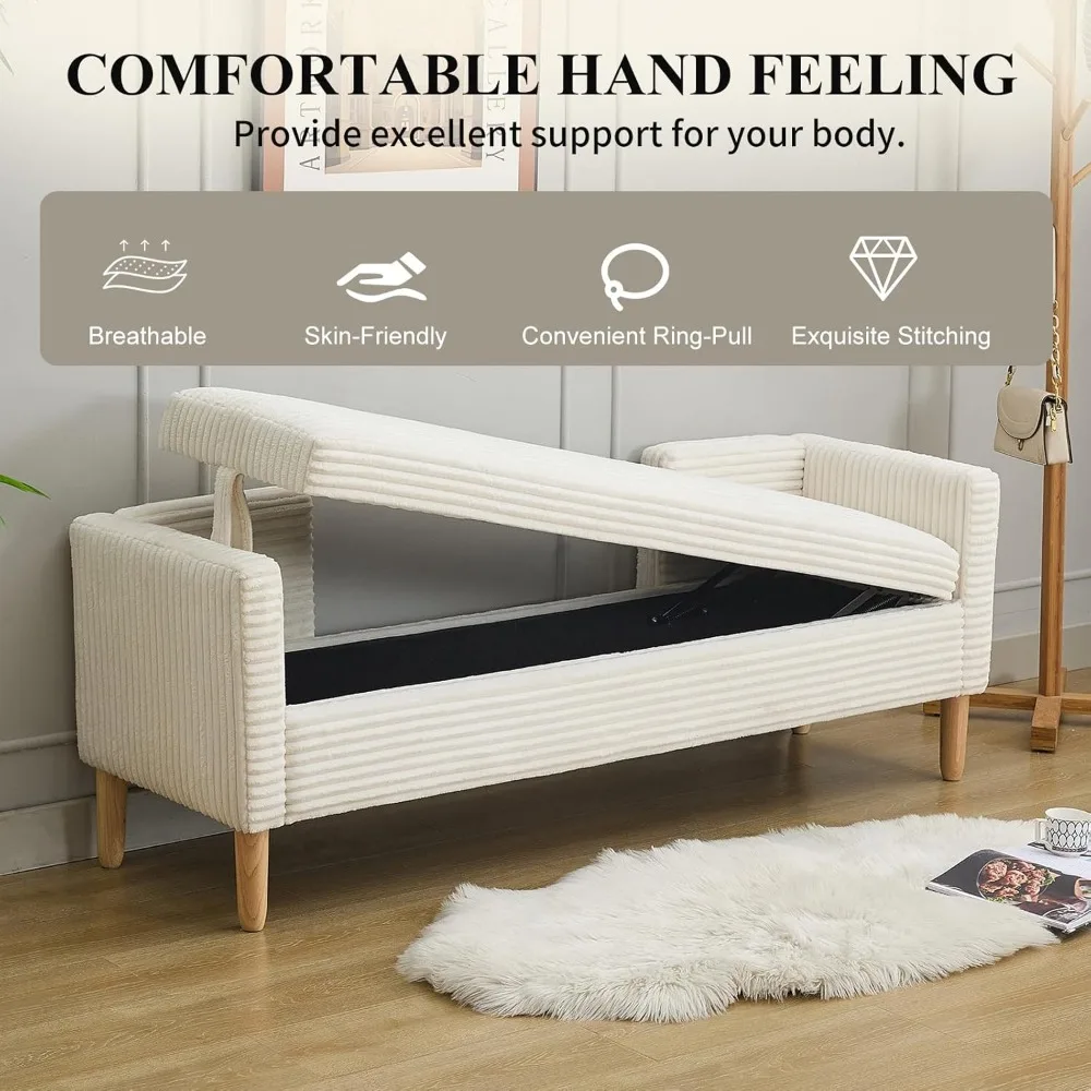 with Wood Leg, End of Bed Bench wit 65