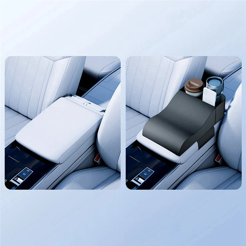 

Car Armrest Cover With Cup Holder Universal Armrest Pad Height Increasing Cushion Box Bottle Storage Elbow Cushion