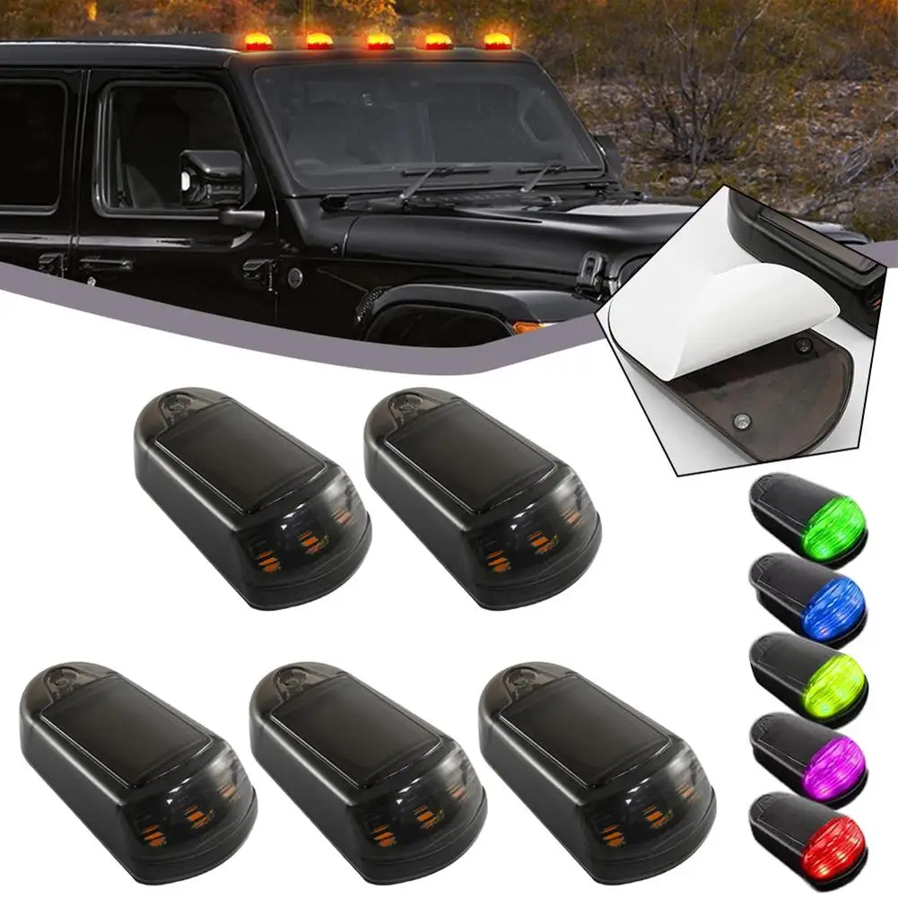 Car Led Solar Roof Mouse Light Punch-free 7-color Remote Switch Wireless Cab Light For Trucks Modification Warning Light X8d3