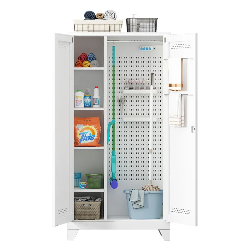

Steel Cleaning Cabinet Housekeeping Cleaning Cabinet Balcony Hole Board Locker Home Classroom Mop Tool Storage Cabinet