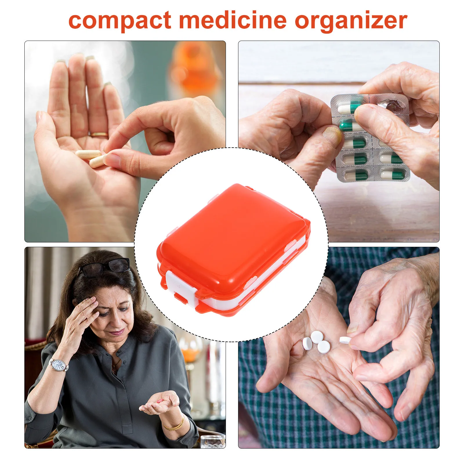 Three-Layer Eight-Compartment Travel Medicine Organizer Portable Compact Multi-Grid Pill Storage Detachable Medicine Storage Box