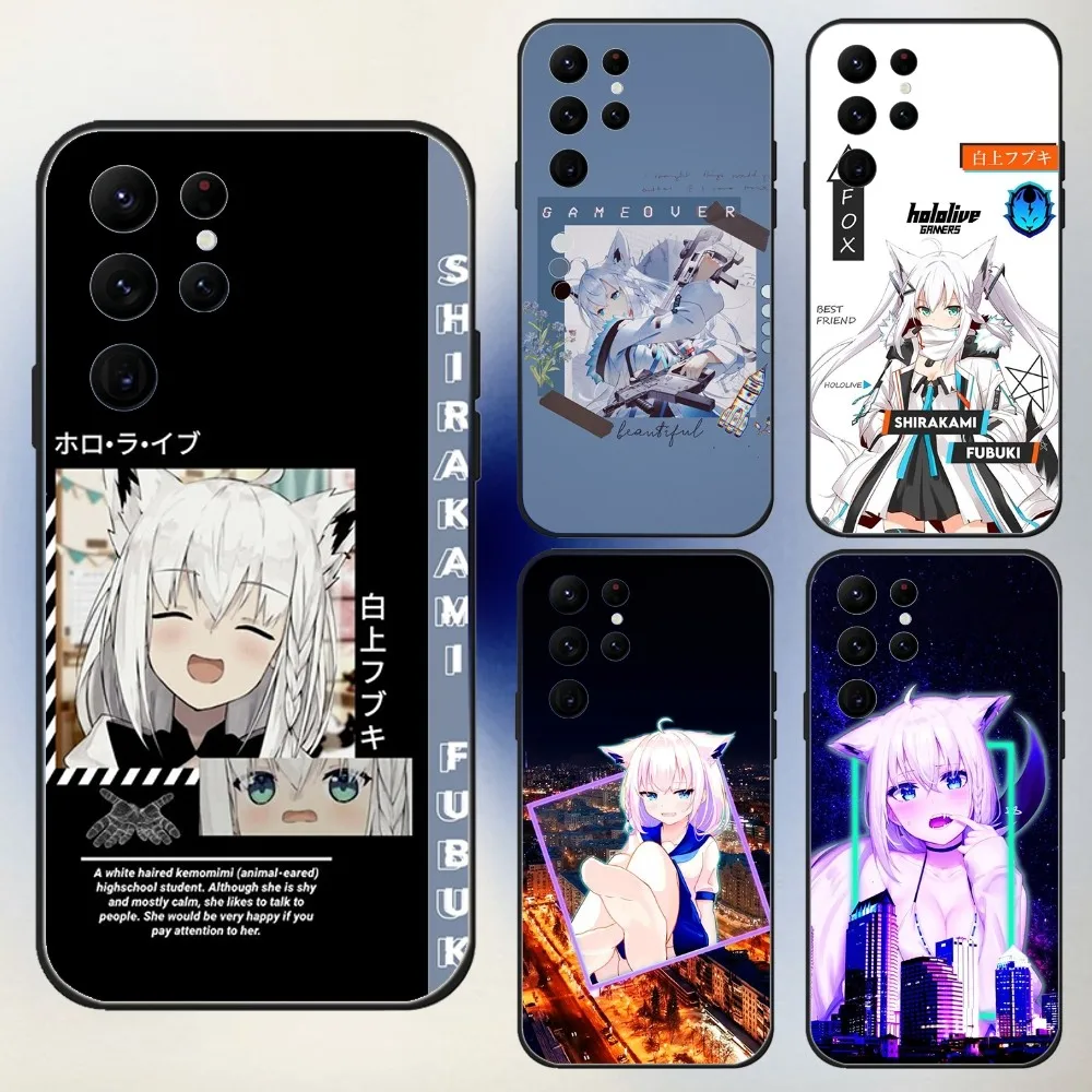 Shirakami Fubuki Hololive Phone Case For Samsung S24,23,22,30,21,10,9,Ultra,Plus,Lite,FE,5G Black Soft Case