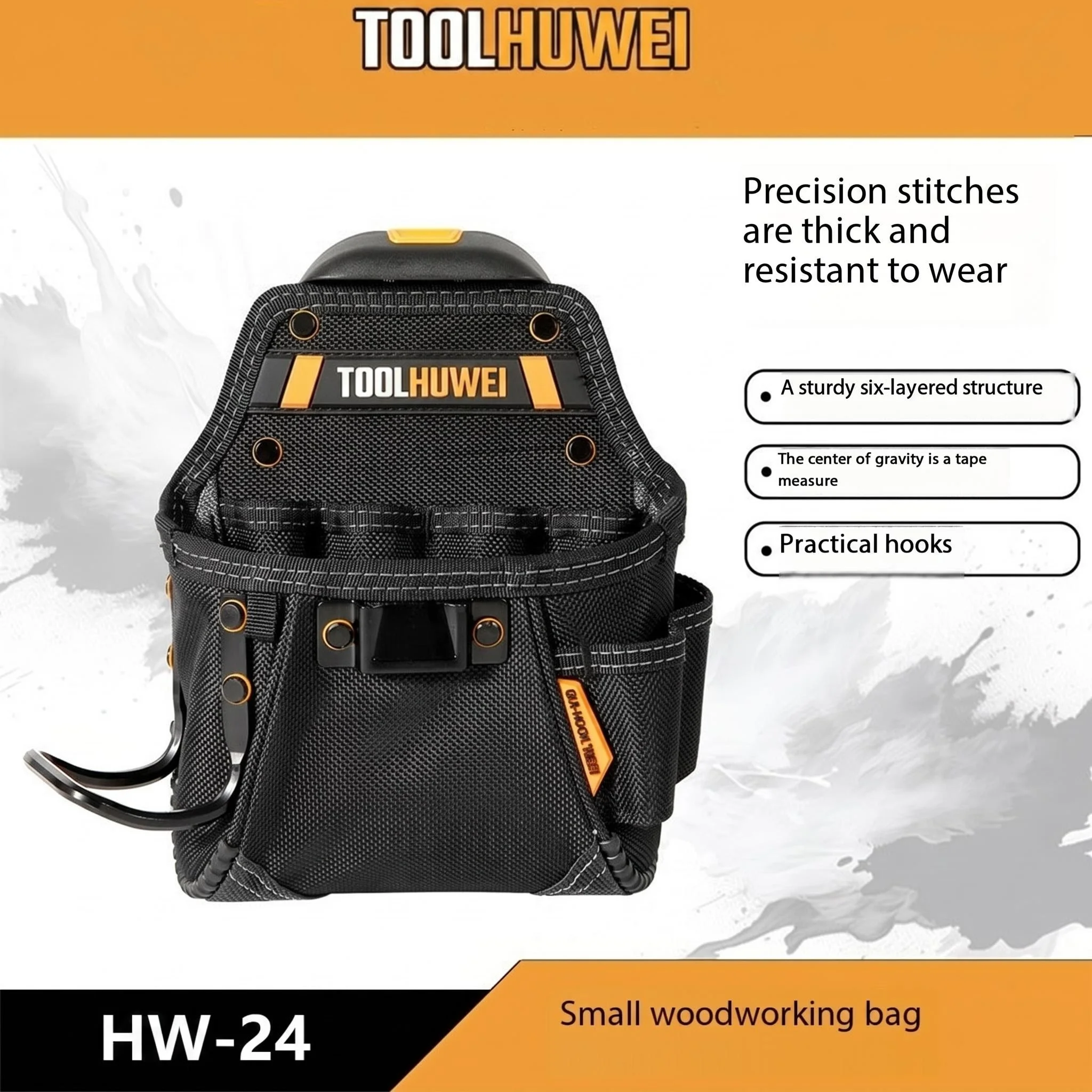 TOOLHUWEI Mini trousse à outils utilitaire, sac de travail de qualité pour charpentier, kit de service à accrochage rapide