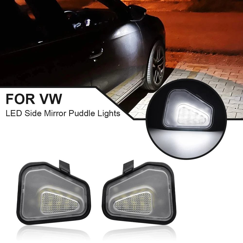 

For VW Passat B7 CC Beetle Jetta Scirocco EOS 2pcs Error Free White LED Puddle Light Under Side Mirror Lamp