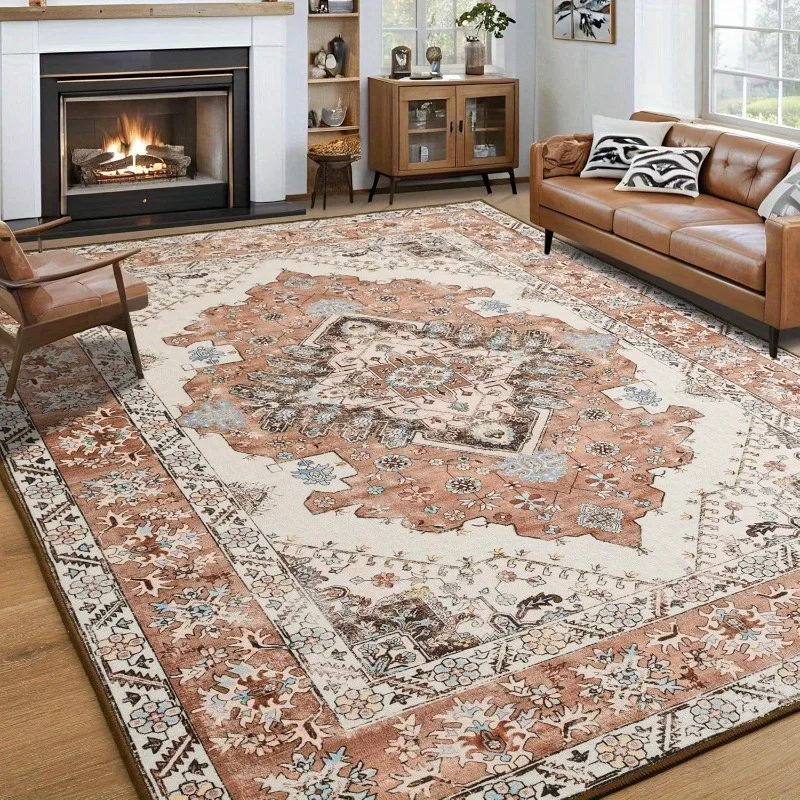 

Retro Ethnic Style Carpets for Living Room Persia Bedroom Decor Rug Non-slip Washable Porch Floor Mat Dining Room Lounge Carpet