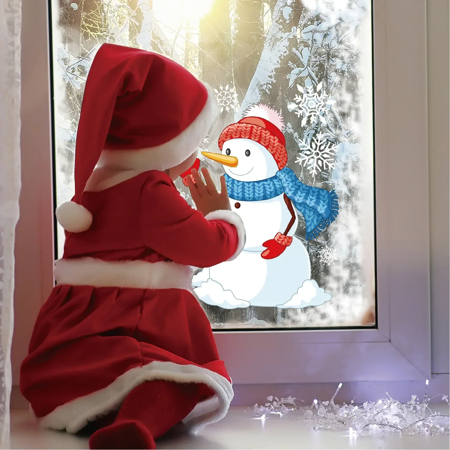 ملصقات كبيرة للنوافذ سانتا كلوز ، ملصقات نوافذ لعيد الميلاد ، قابلة للإزالة ، مركز تجاري ، منزل ، باب ، شارات جدارية ، ديكورات حفلات ، 10 "، 6 ملاءات
