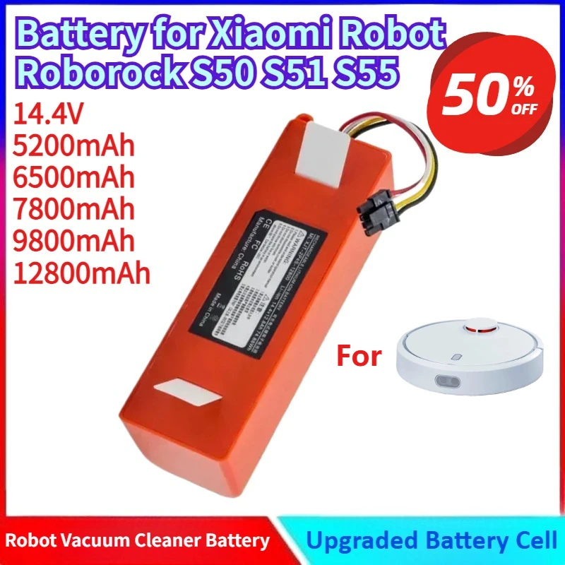 

Brand New 5200mAh-12800mAh 14.4V Li-ion Battery for Xiaomi Robot Roborock S55 S50 S51 Robotic Vacuum Cleaner Replacement Battery