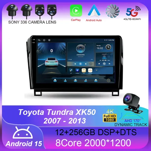 Para Toyota Tundra XK50 2007 - 2013 Carplay Auto 4G + WIFI GPS Radio de coche navegación reproductor de vídeo Multimedia estéreo BT Android 15