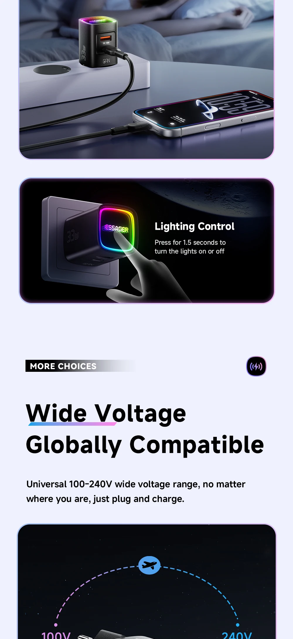 Essager 33W GaN USB Typ-C Ladegerät Tragbares PD-Schnellladegerät für iPhone 17/16/15/14 Pro Max iPad Xiaomi Samsung S25 RGB – Detail 10