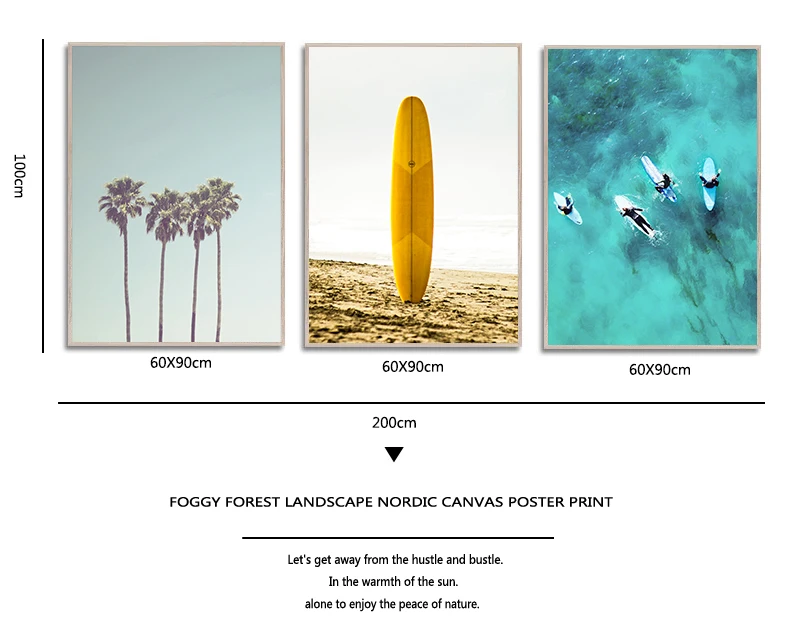 كاليفورنيا طباعة مجموعة تصفح الرسم على لوحات القماش الجدارية الشاطئ الملصقات لوح التزلج يطبع لوحات ديكور ساحلي لجدار غرفة المعيشة #5