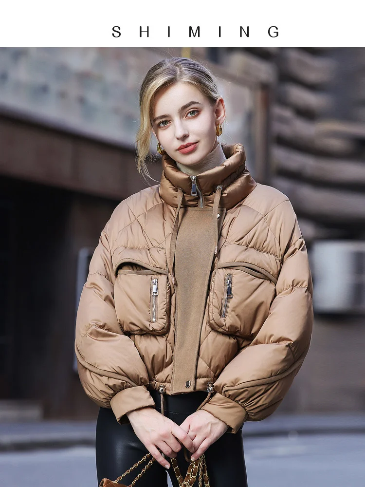 goose down jacket for women in winter 2023, new short version, small, real silk down jacket, stand neck, thickened