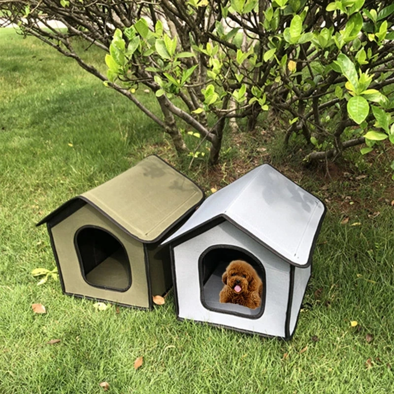 

Foldable Cat House Waterproof House for Cats Small Dogs Outdoor Kitten Puppy Cave Nest Pet Bed With Inner Pad Cat Accessories