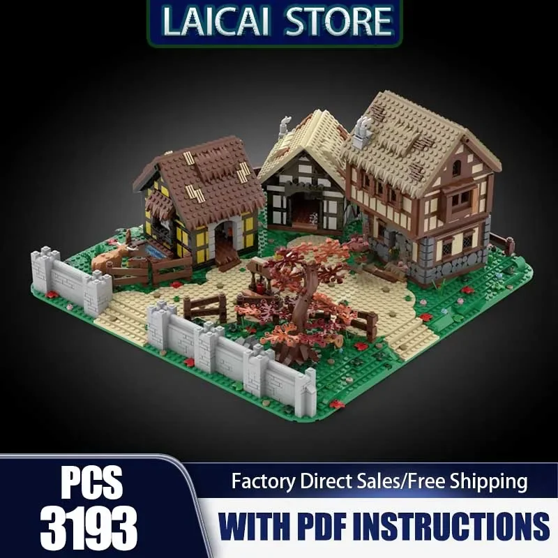 

Строительные блоки Moc, средневековые домики, деревня, диорама, модель замка, технология, сборка кирпичей, праздничная игрушка, подарки