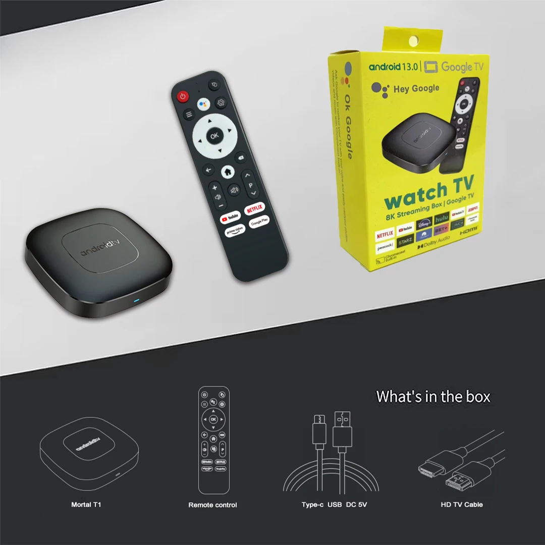 8K Android 14.0 TV Box صوت عن بعد Google Assistant Netflix BT5 16GB 32GB 64GB 2.4G/5.8 جيجا هرتز WiFi Smart Set Top Box Media Player