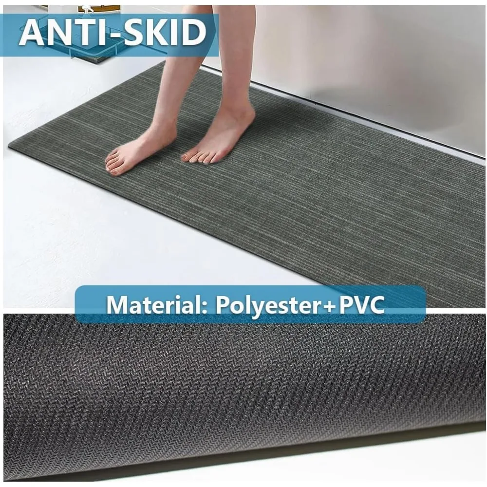 سجاد حمام رقيق فائق الامتصاص من المطاط غير قابل للانزلاق وسريع الجفاف مع تصميم مناسب للباب - سجاد أرضية حمام قابل للغسل #2