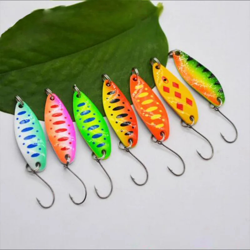 7 sztuk/partia 3.5g 3.4cm sprzęt wędkarski przynęta wędkarska metalowa łyżka przynęta przynęta na pstrąga Bass łyżki małe twarde cekiny Spinner łyżka