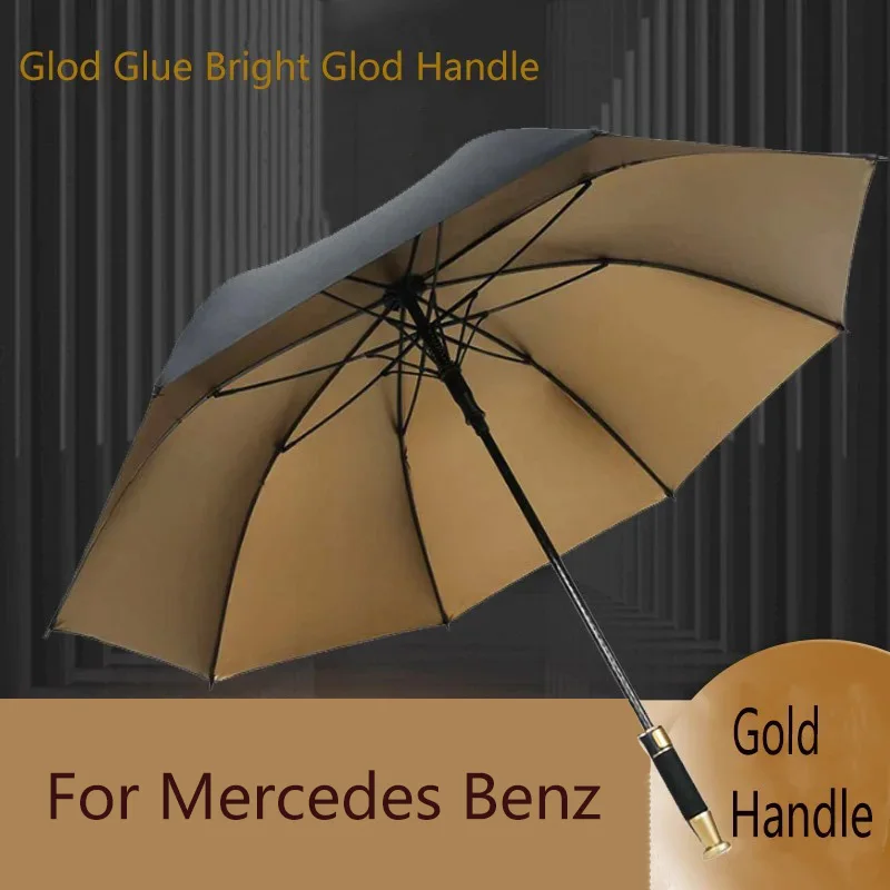 

For Mercedes BenzLuxury Fully Automatic Rain Shine Long Handle Gold Glue Golden Handle Umbrella