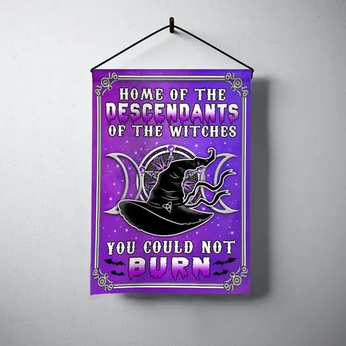 Home Of The Descendants Of The Witches Flag, Happy Halloween Magic Witch Flag YYN UUV EEU SSL