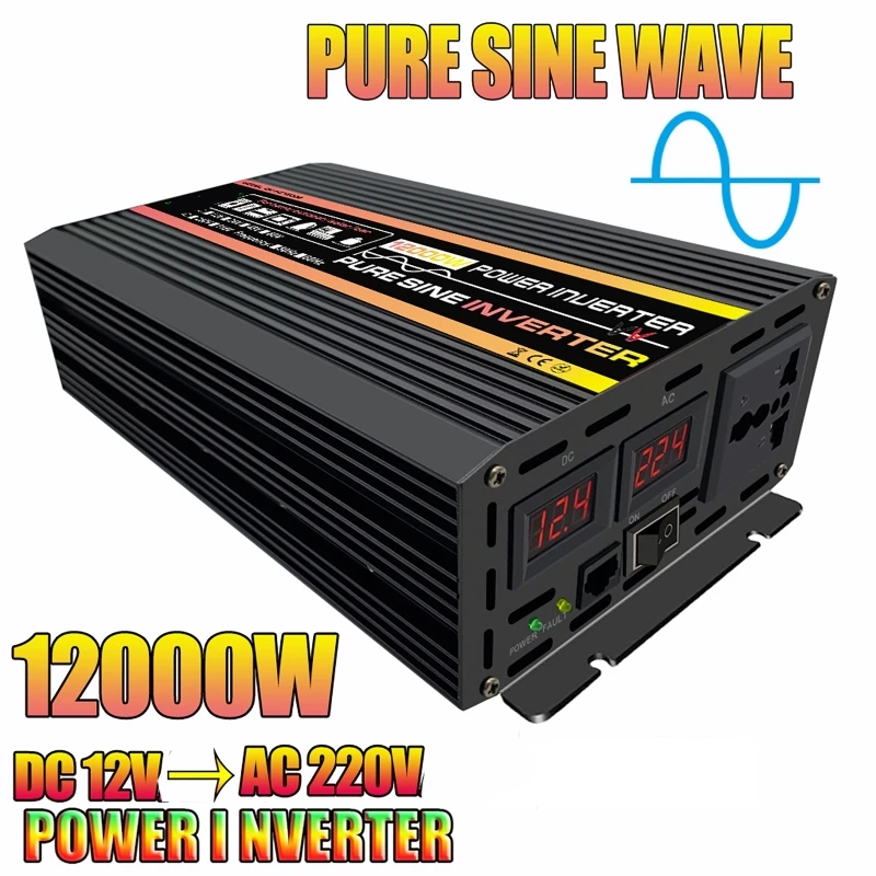 B40 10000W 12000W czysta fala sinusoidalna inwerter DC12V 24V 48V do AC 220V przetwornica napięcia falownik samochodowy do układu słonecznego domu na zewnątrz