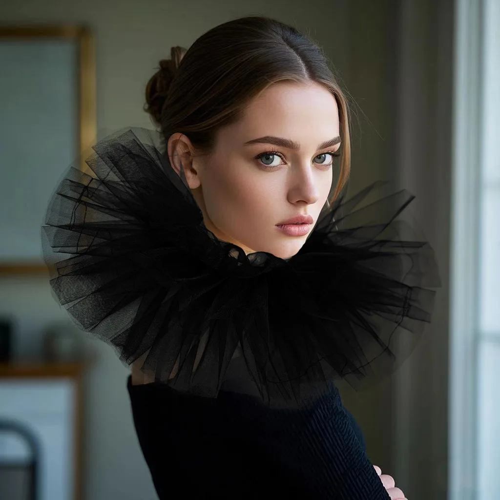 

Хэллоуин клоуны чокер мягкий тюль клоун воротник косплей сценический клоун шеи воротники с рюшами викторианский рюшами пышная сетка искусственный воротник