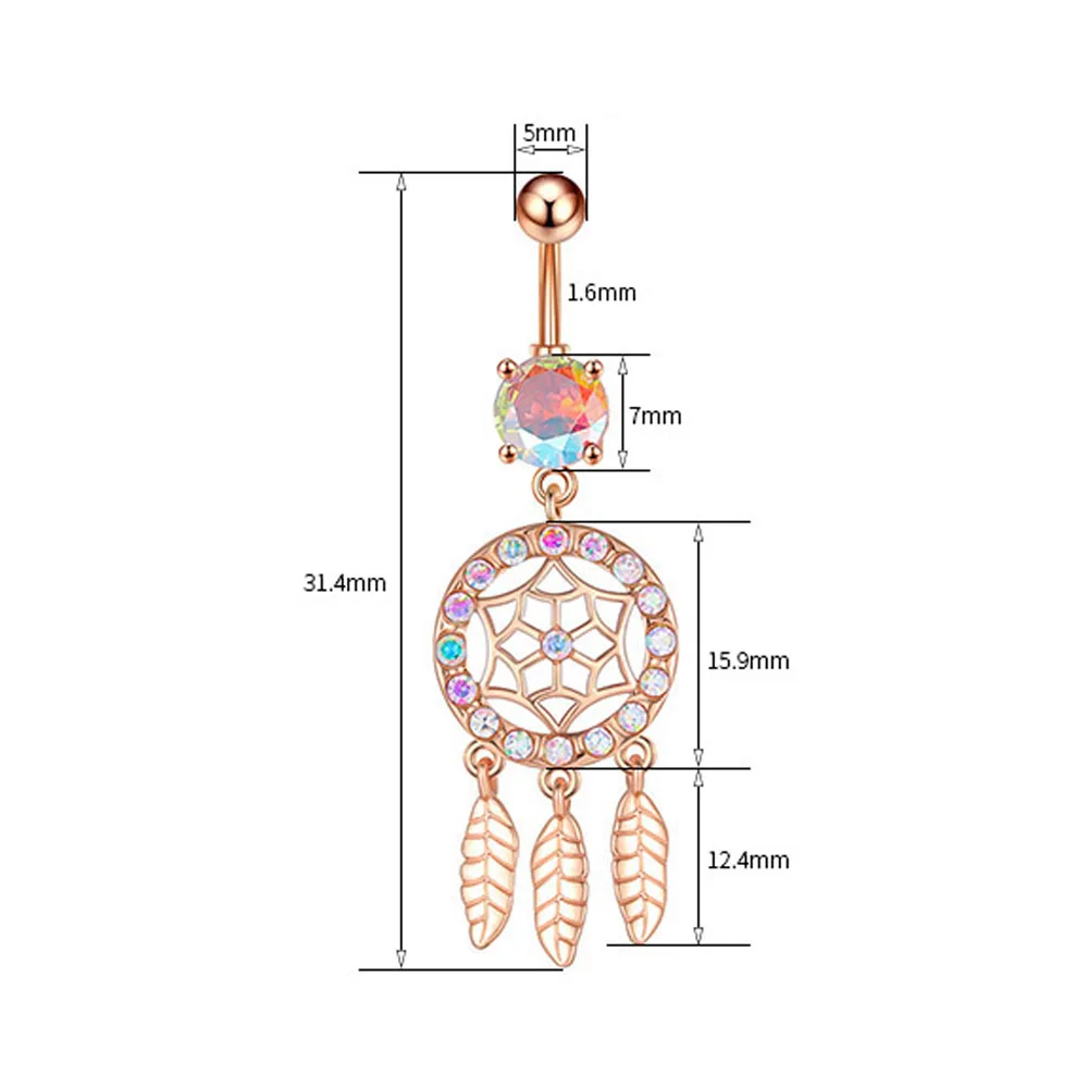 1 sztuk 316L stali łapacz snów pierścionki na pępek trzy-liść pępka kolczyk do piercingu do pępka Body Belly Piercing biżuteria 2022