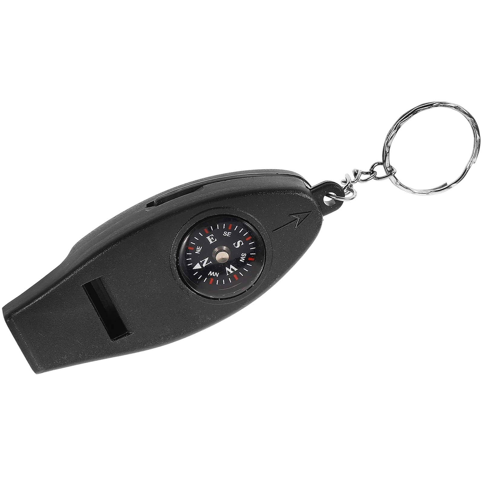 

Portable Four-in-One Whistle Compass Thermometer Magnifier Keychain Essential Outdoor Survival Camping Hiking Accessory