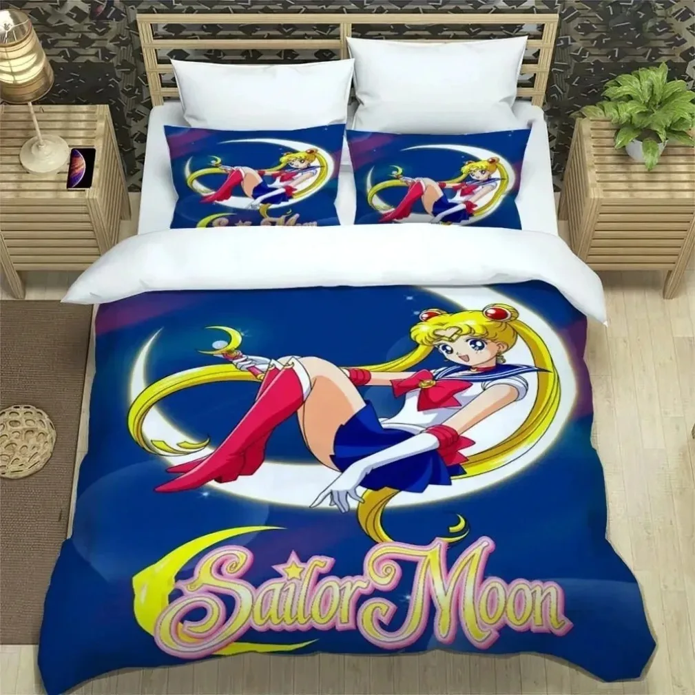 Kawaii Sailor Moon Bedding Set,2024 New Sailor Moon Duvet Cover,Japanese Anime Sailor Moon Quilt Cover with Pillowcase