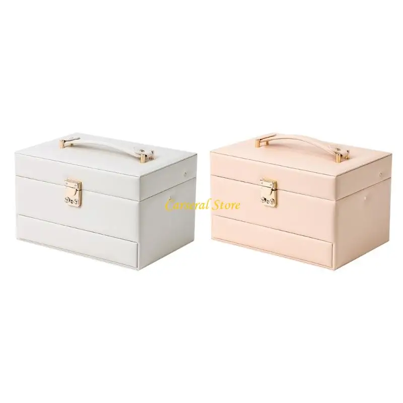 

M4YF Jewelry Storage Organizers 3 Layer Compartments Leather Travel Jewelry Box