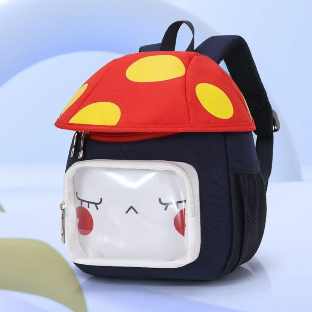 Mochila de cogumelo fofa de desenho animado, respirável, armazenamento de lanche, bolsa escolar de jardim de infância, mochila infantil