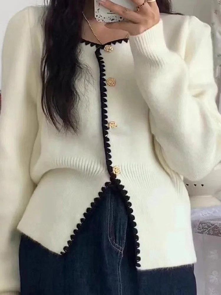 

Korean Cute Sweet Soft Cardigan Women Long Sleeve Fashion O Neck Knitted Jacket Fall Casual Female Elegant Buttons Tops New