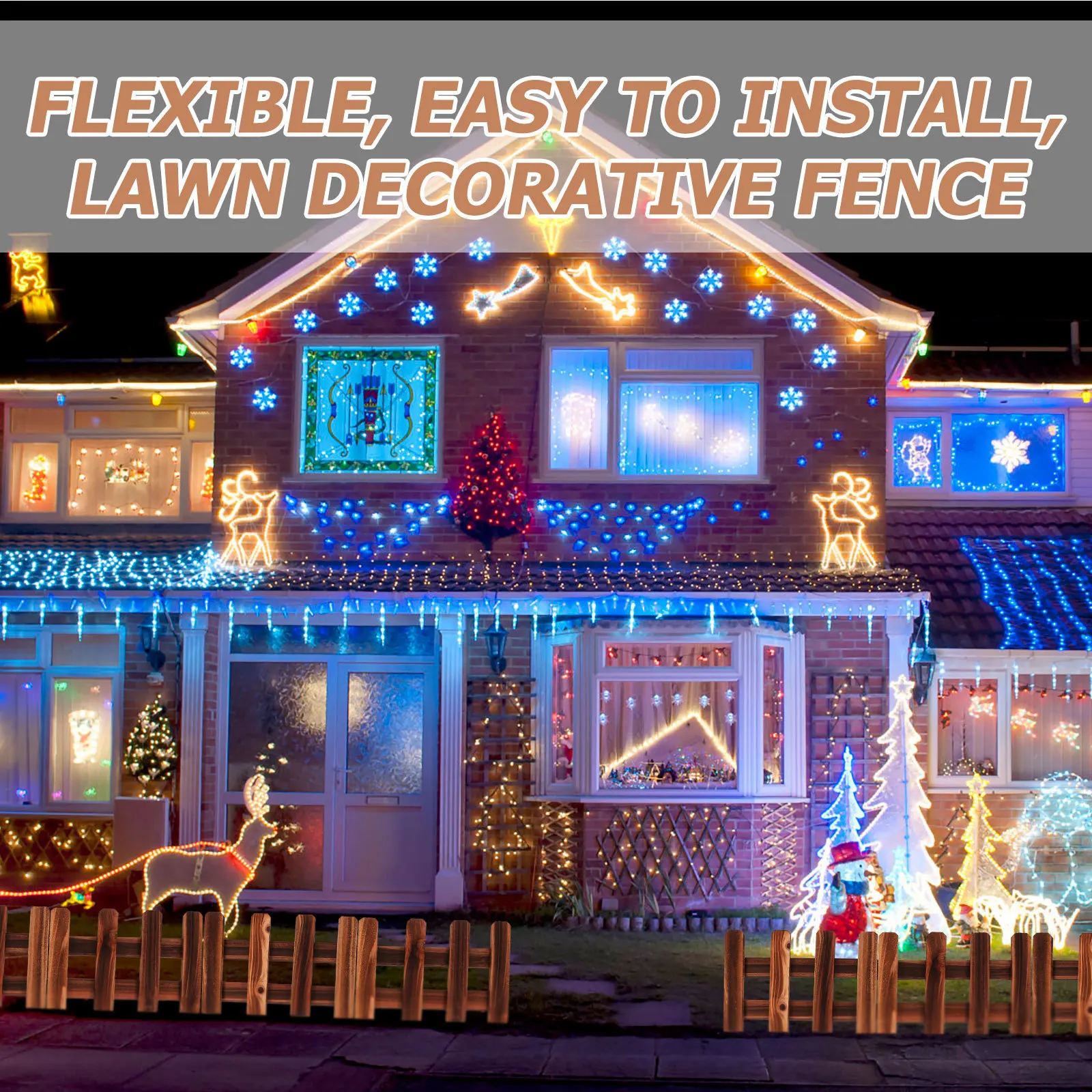 

1Pcs Anti-Corrosive Wood Fence Flexible Easy Install Decorative Wooden Garden Fence Courtyard Divider Outdoor Yard Fencing