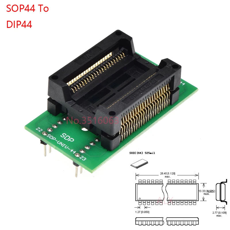 SOP44/PSOP44 до DIP44 SOP44/SOIC44/стандартная диагностическая розетка, адаптер для программирования, быстрый считывание скорости SOP 1,27 мм до DIP 2,54 мм