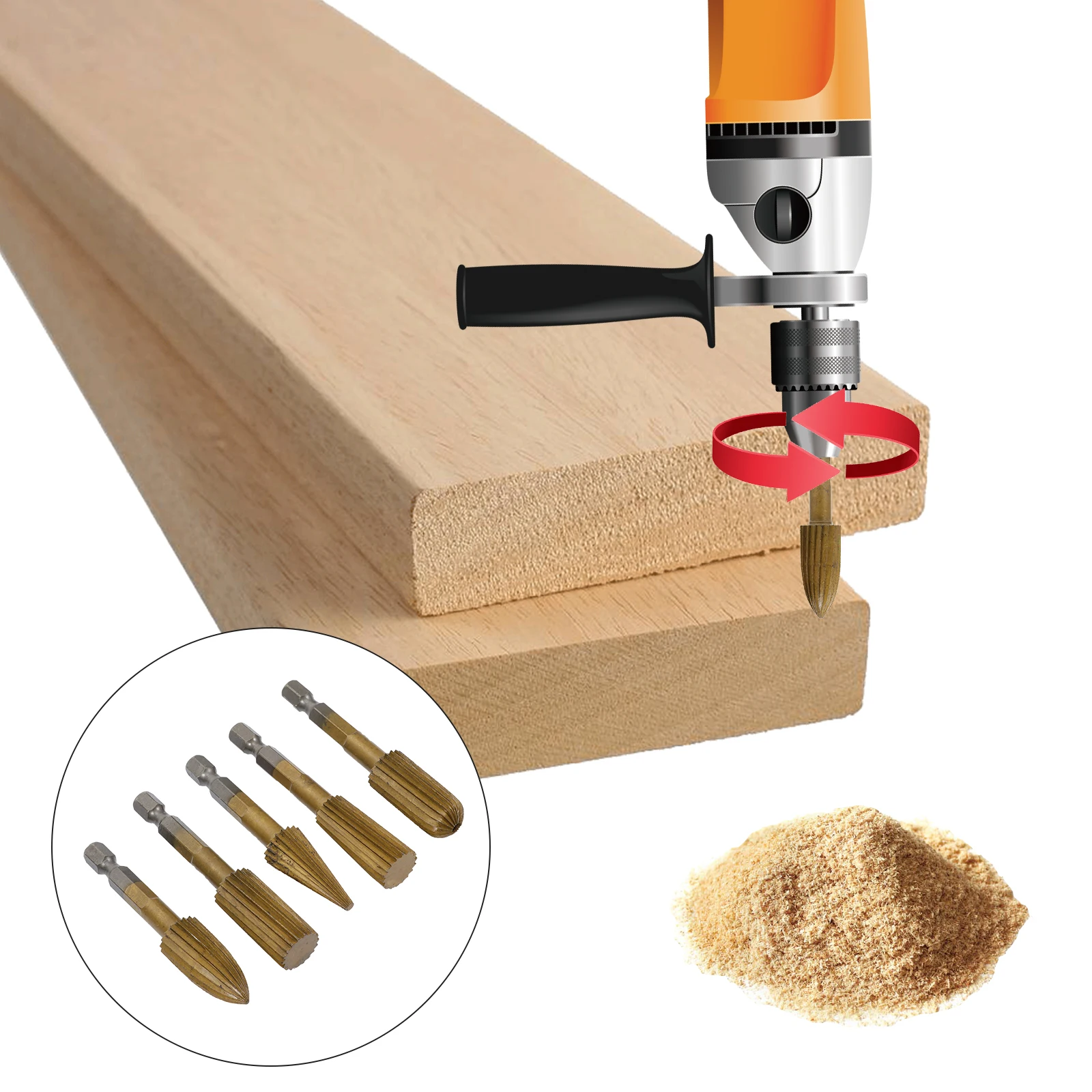 

5pcs Rotary Burr File Set High-Speed Steel Grinding Milling Cutter For Wood Metal Carving Stainless Steel Copper Aluminum Marble