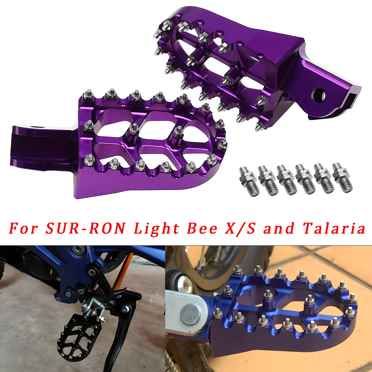 

Motorcycle CNC Foot Pegs Pedal Mounting Pedals Retrofit Bracket For Sur-Ron Surron Sur ron Light Bee S X Electric Off-Road Bike