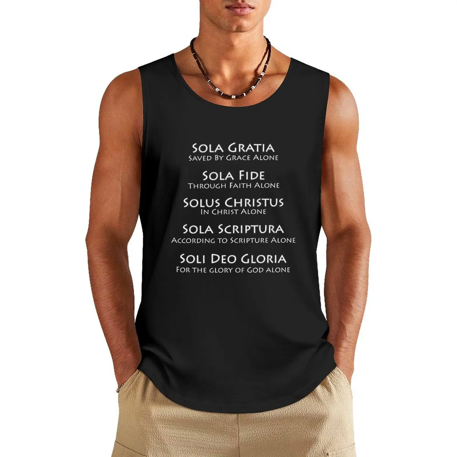 

The 5 Solas of the Christian Faith White Ink Tank Top vest for men basketball