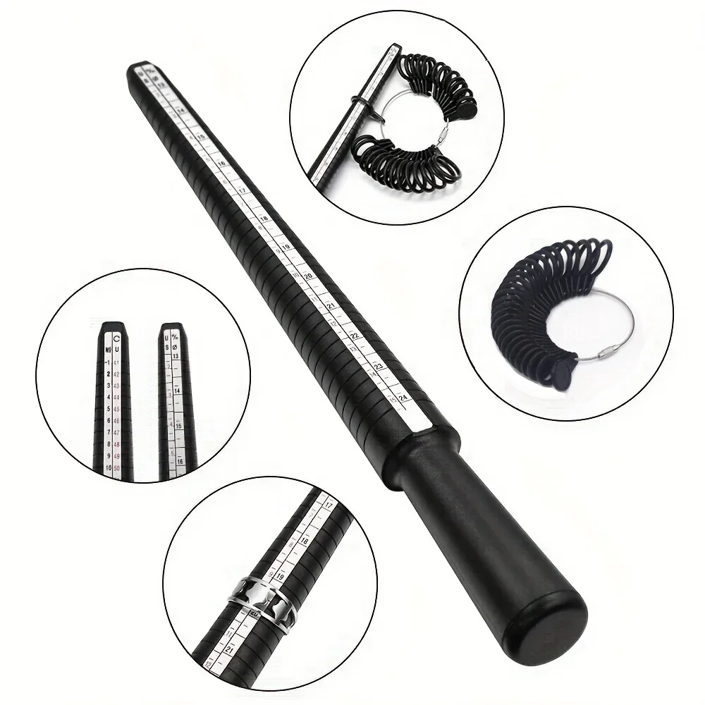Adjustable Multi-Scale Ring Sizer Gauge Kit US 2-15 / UK D-Z+5 / EU 41-76 Accurate Finger Measuring Tool for Jewelry Making