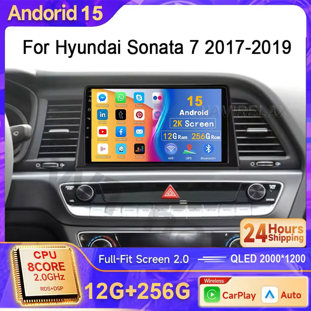 Android 15 Carplay для Hyundai Sonata 7 LF 2017 2018 2019 без 2din GPS-навигации DSP Автомобильный радиоприемник Видео DVD Авторадио GPS 5G Wi-Fi