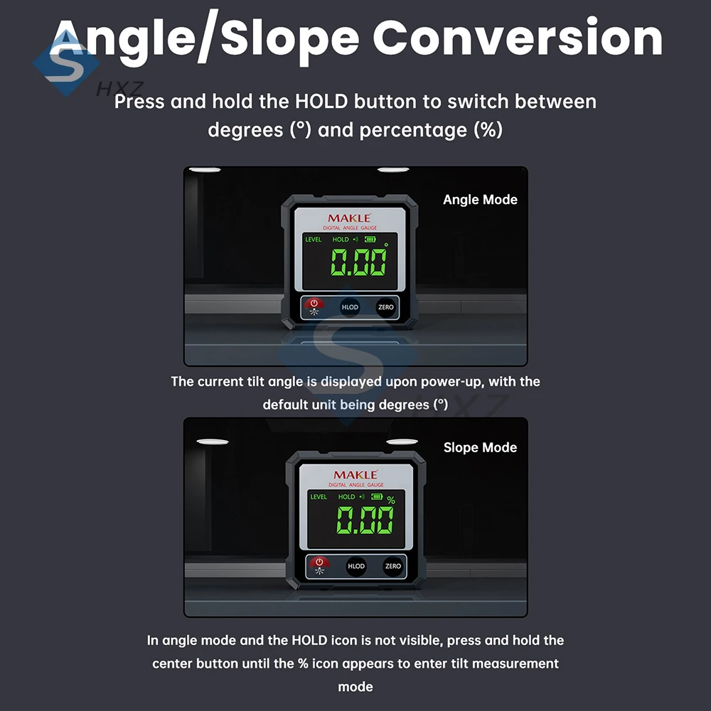 Digital Angle Gauge Laser Level Magnetic Inclinometer 4x90 Degree Electronic Protractor IP54 Waterproof Dustproof for Woodwork