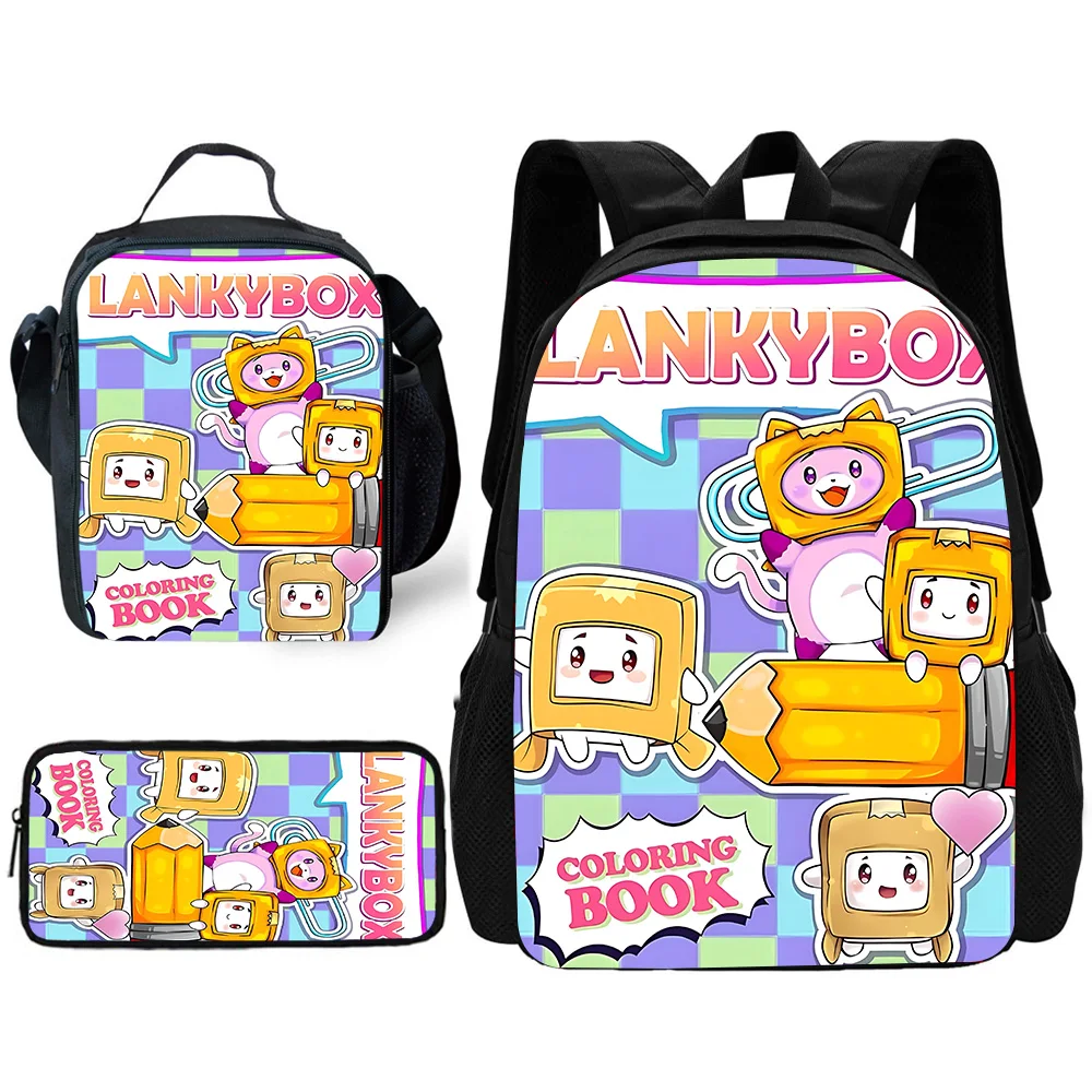 

Hot Game LankyBoxes Child School Backpack with Lunch Bags ,Pencil Bags ,School Bags for Boys Girls Best Gift