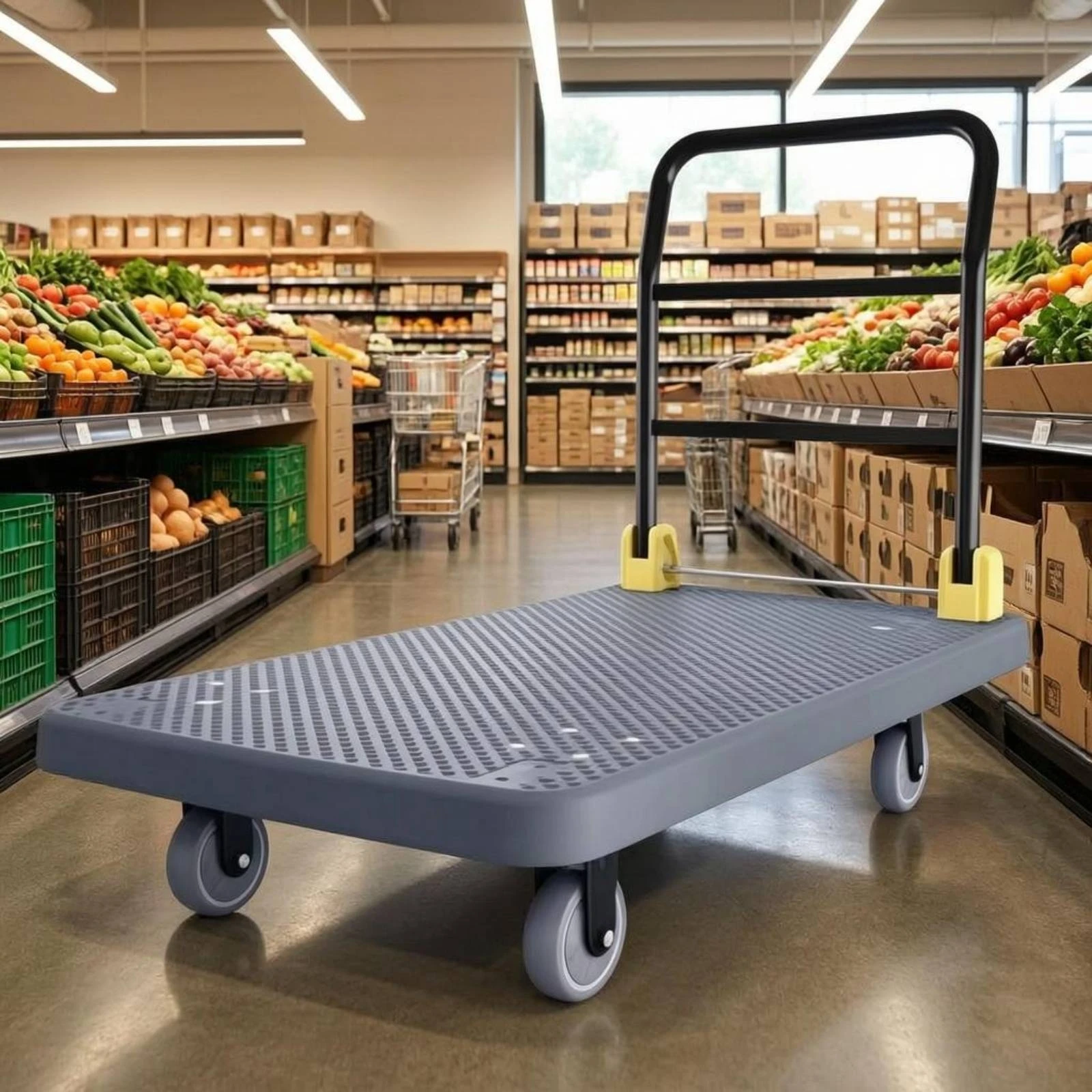 Perforated Platform Trolley PE Board Foldable Flatbed Trolley Flat Bed Cart High Capacity Folding Platform Truck Reinforced view 5