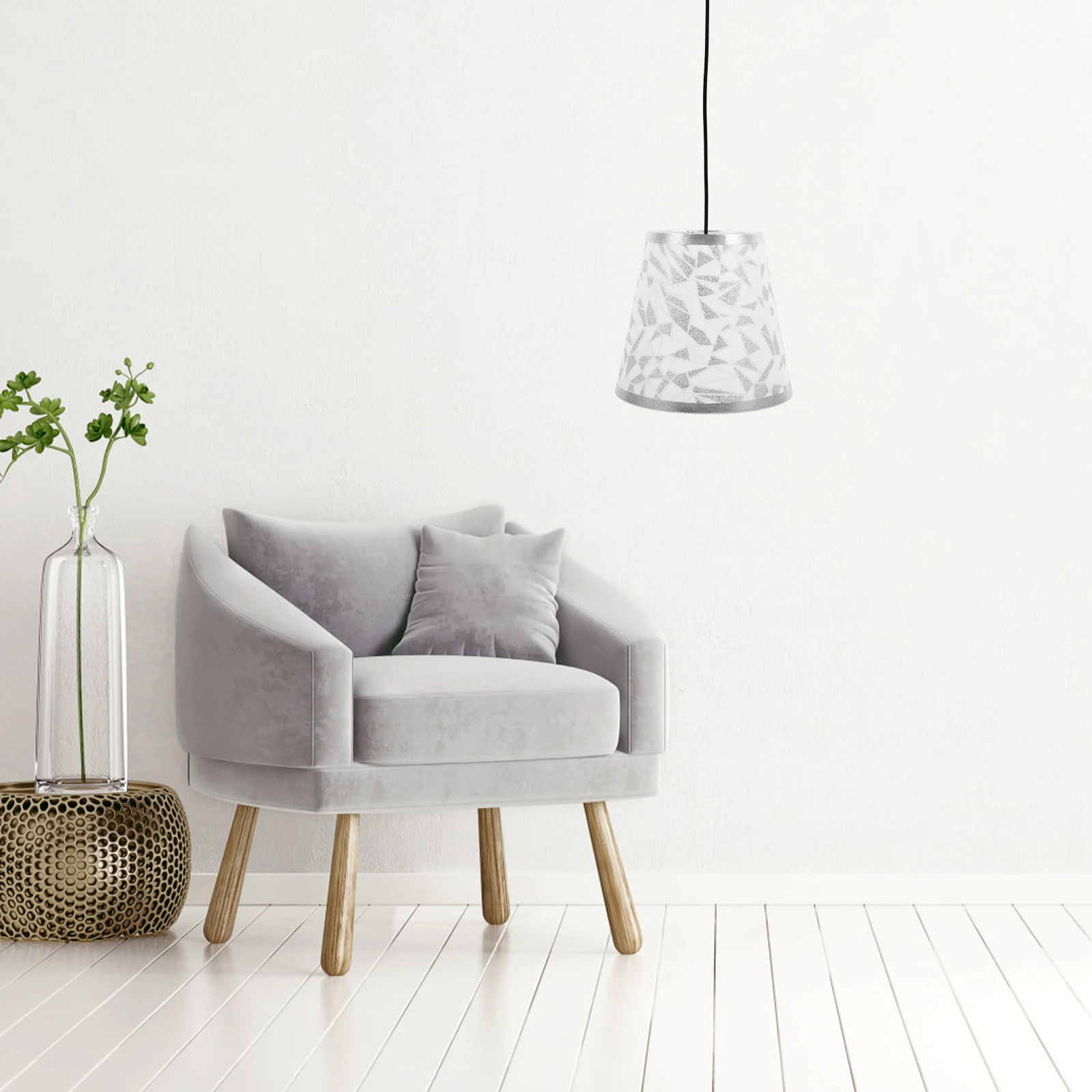 

Silver Diamond Fabric Wall Lamp Shade Soft Ambient Light for Living Room Bedroom E14 Pendant Lampshade Replacement