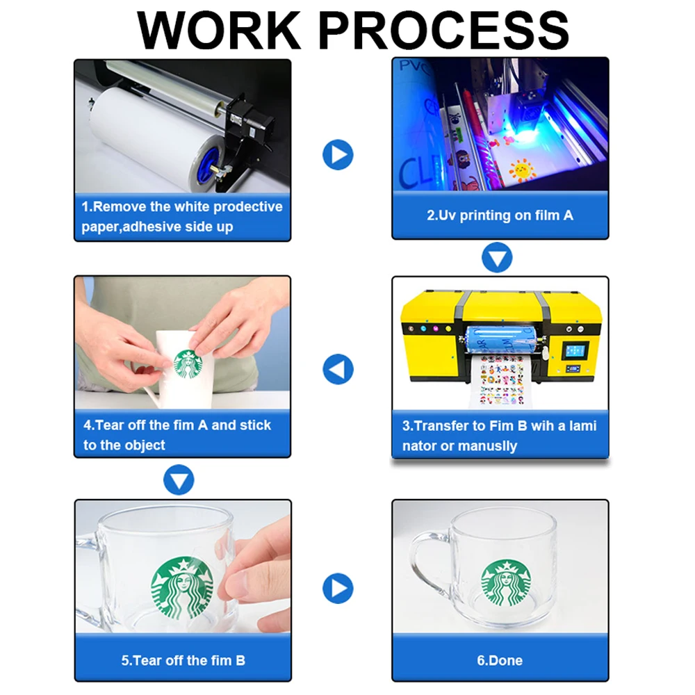 UV DTF Film B para Superfície de Forma Irregular, Filme de Transferência Mágica, Etiqueta da Impressora, DIY, 30cm x 100m, 30cm x 100m