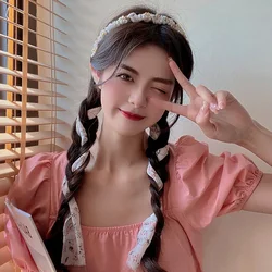 Pearl streamer tied hair integrated headband ladies 2024 new elegant and high-end braided headband hairpin headpiece
