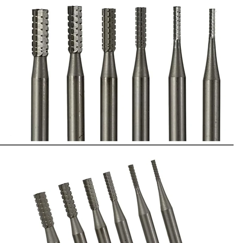 6Pcs Cylinder Shape Jewelry Burr - 3/32Inch Shank Cylindrical Cross-Cut Burs Lapidary Setting Tools