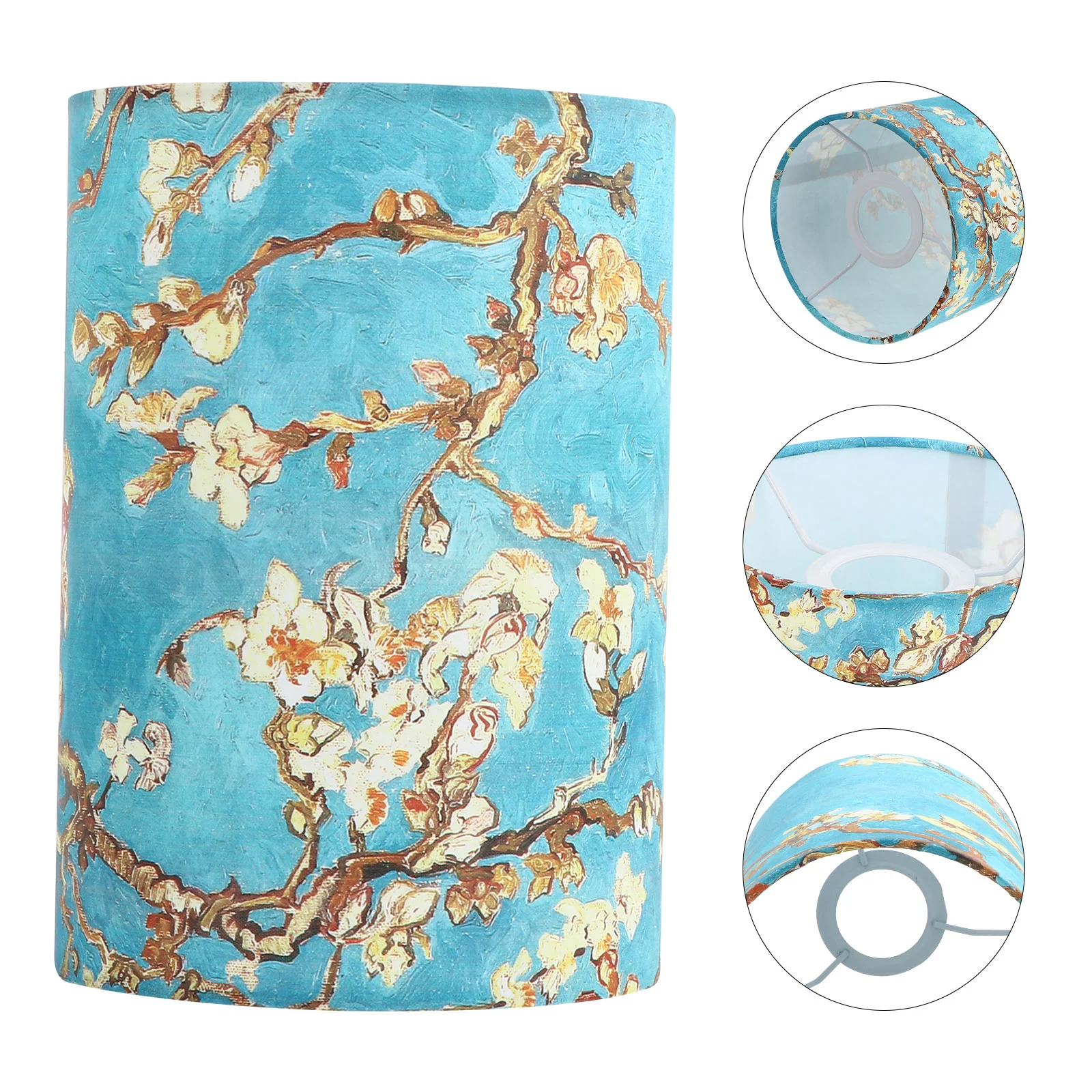 

Flowers Household Fabric Lampshade Work Office Decor Vintage Table Cylinder Floor Cloth